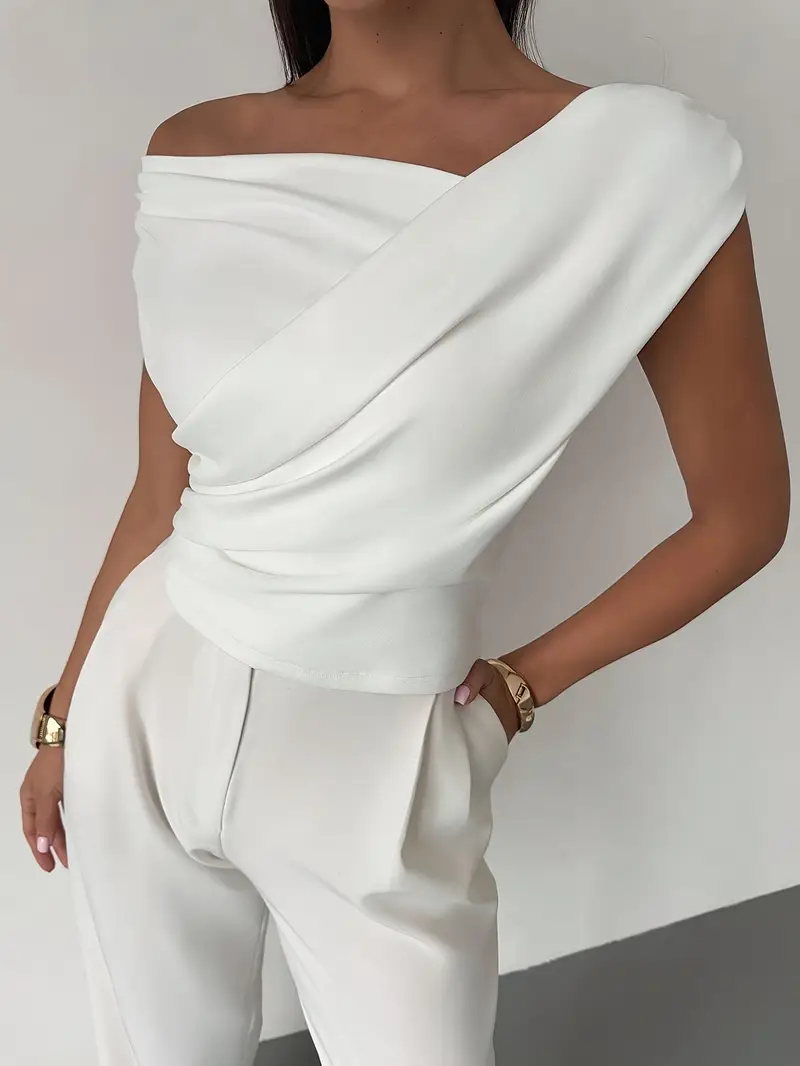 Luisa – Elegante Bluse mit drapierten Schultern für Damen