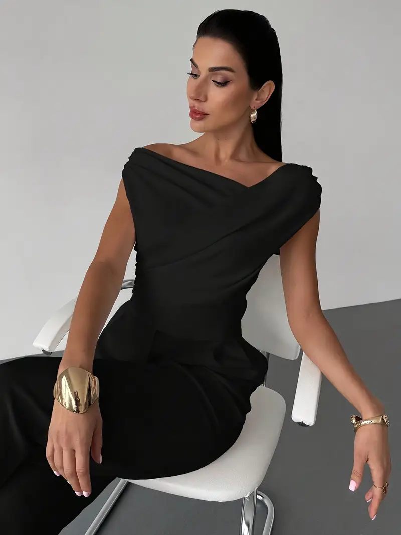 Luisa – Elegante Bluse mit drapierten Schultern für Damen