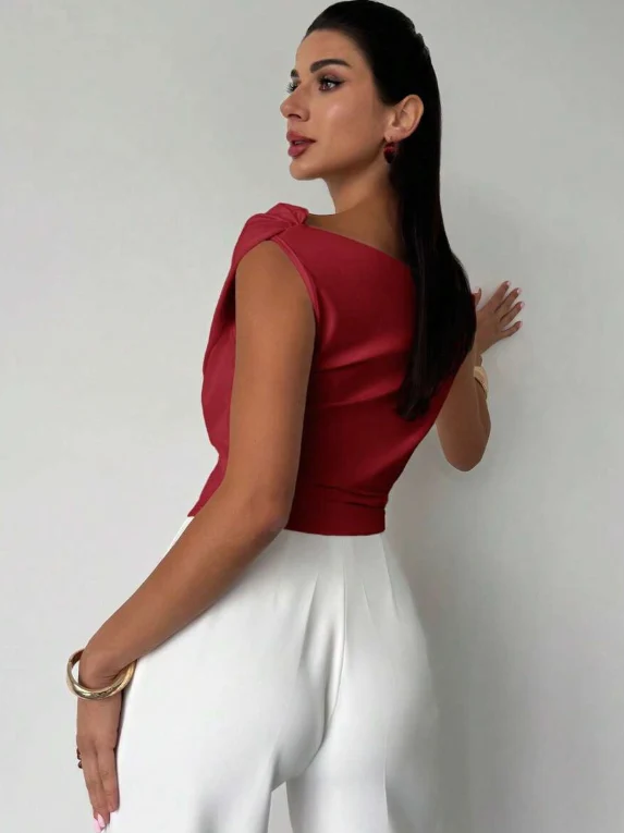 Luisa – Elegante Bluse mit drapierten Schultern für Damen