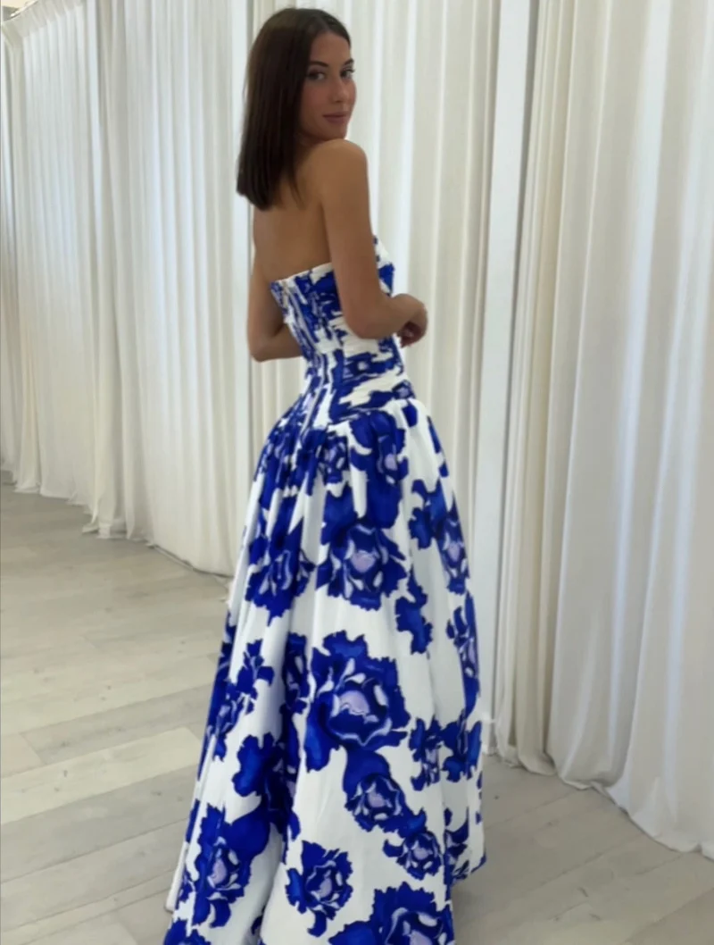 Paula – Elegantes, drapiertes Maxikleid mit Blumenmuster für Damen