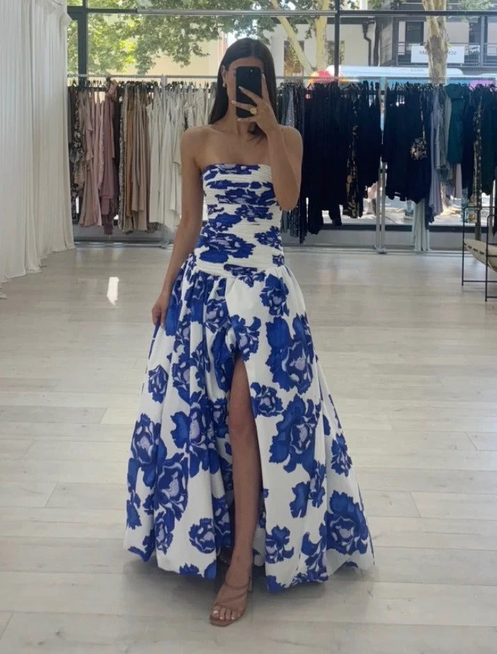 Paula – Elegantes, drapiertes Maxikleid mit Blumenmuster für Damen