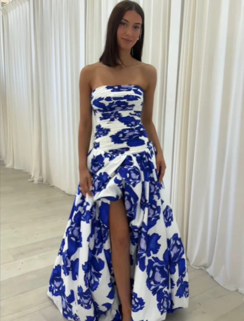 Paula – Elegantes, drapiertes Maxikleid mit Blumenmuster für Damen