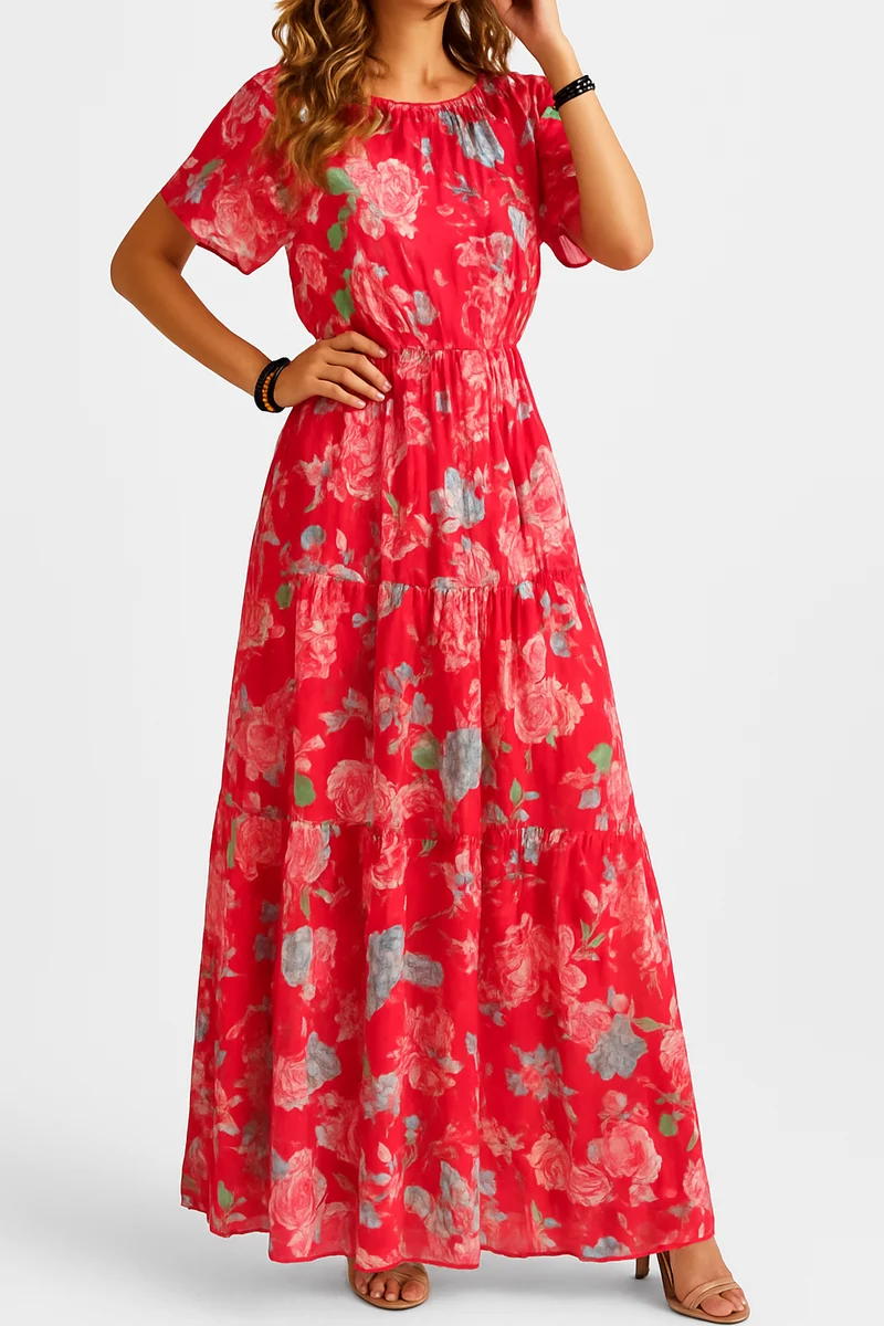 Ines – Elegantes, farbenfrohes Blumenkleid für Damen