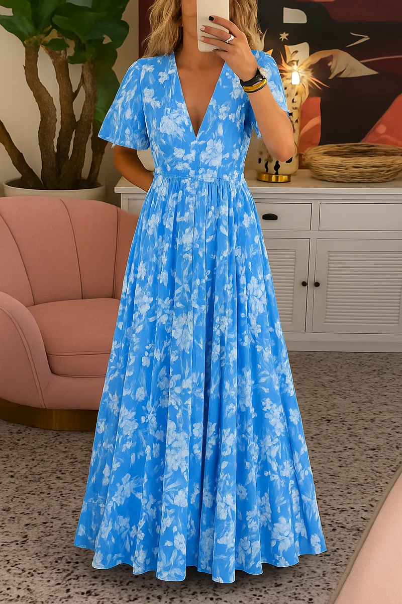 Ines – Elegantes, farbenfrohes Blumenkleid für Damen