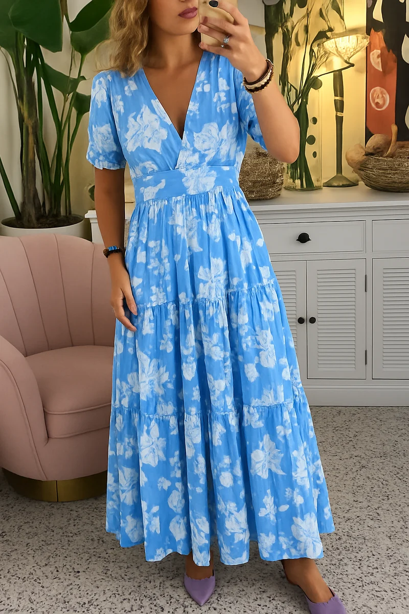 Ines – Elegantes, farbenfrohes Blumenkleid für Damen