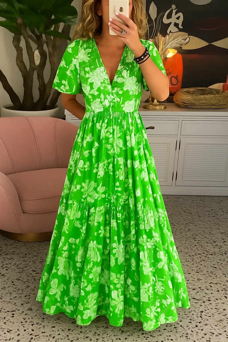 Ines – Elegantes, farbenfrohes Blumenkleid für Damen