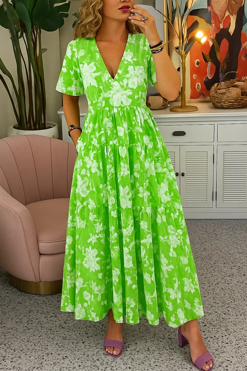 Ines – Elegantes, farbenfrohes Blumenkleid für Damen