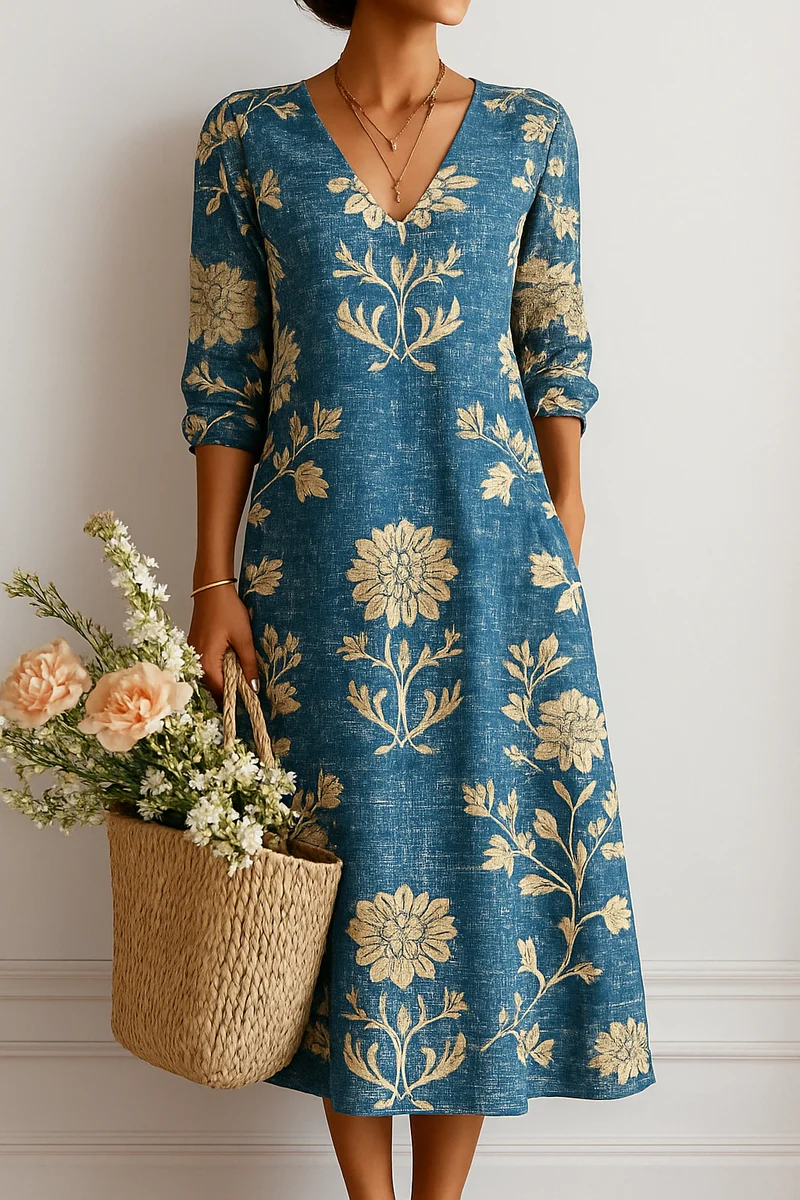 Christa – Midi-Kleid mit Blumenmuster für Damen