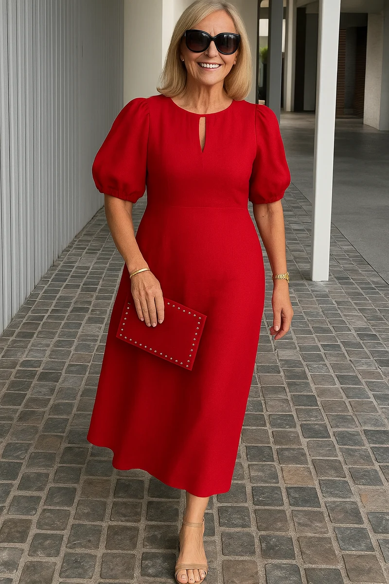 Maren – Elegantes Kleid mit Puffärmeln für Damen