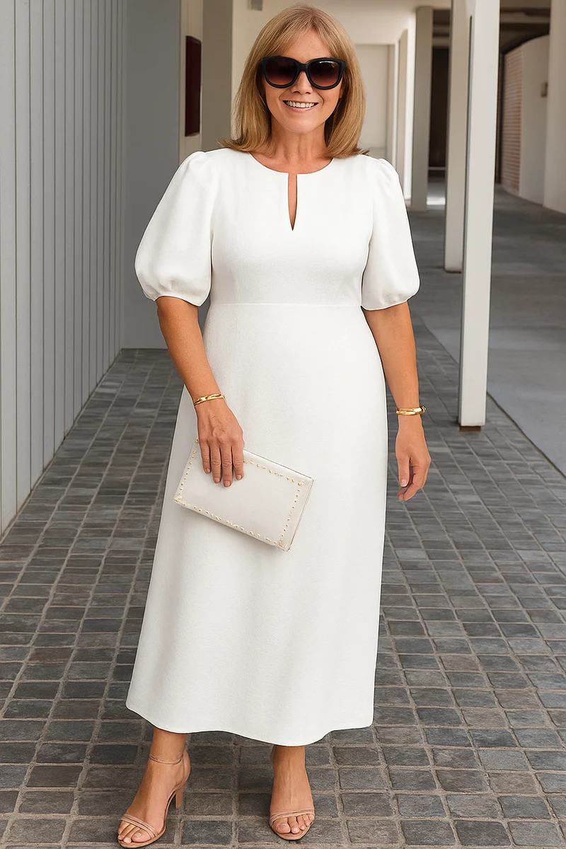 Maren – Elegantes Kleid mit Puffärmeln für Damen