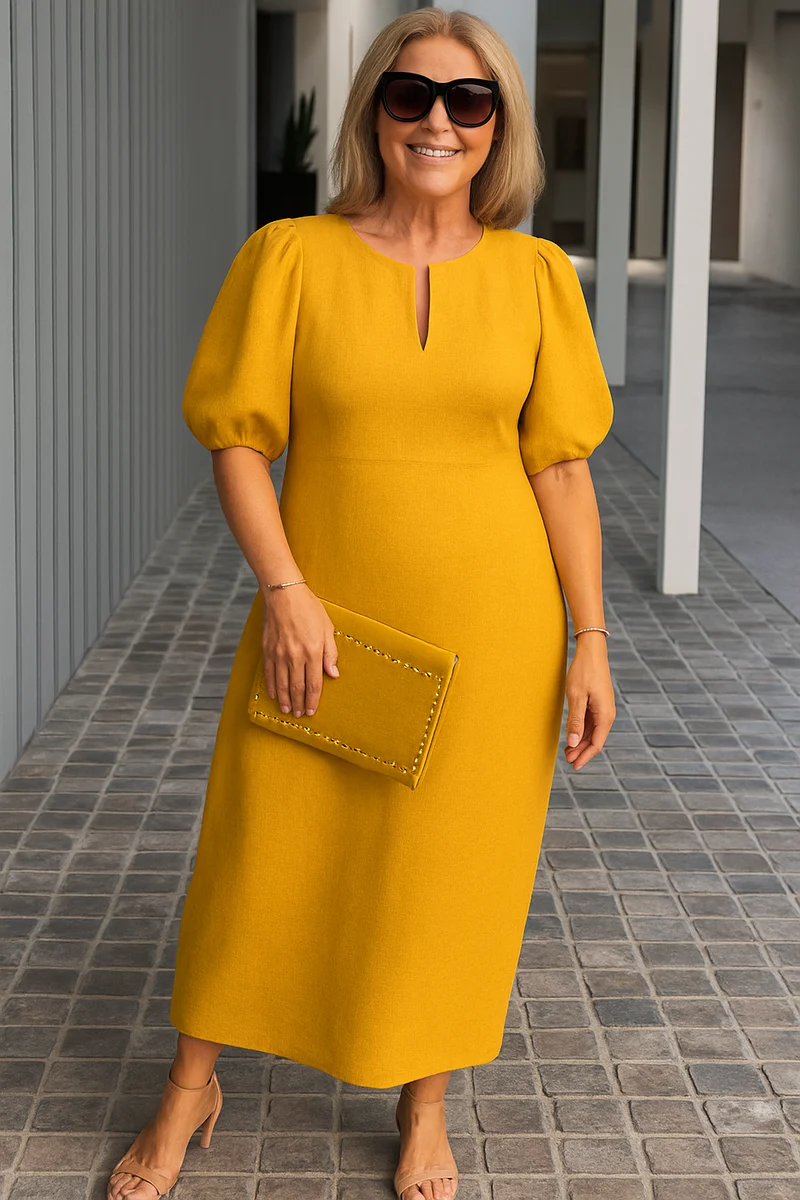 Maren – Elegantes Kleid mit Puffärmeln für Damen