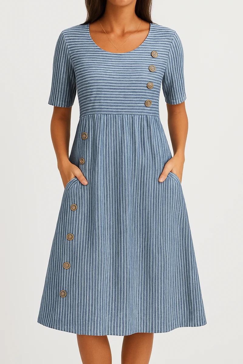 Irina – Stilvolles gestreiftes Midikleid für Damen