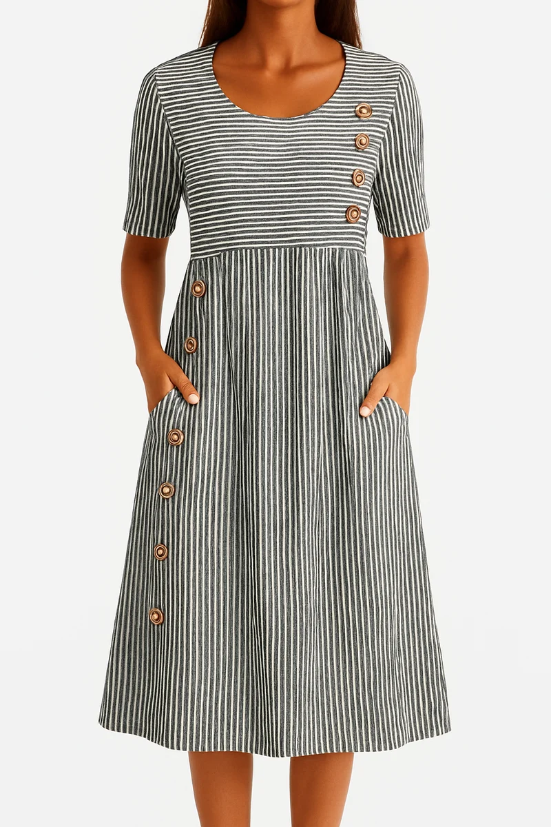 Irina – Stilvolles gestreiftes Midikleid für Damen