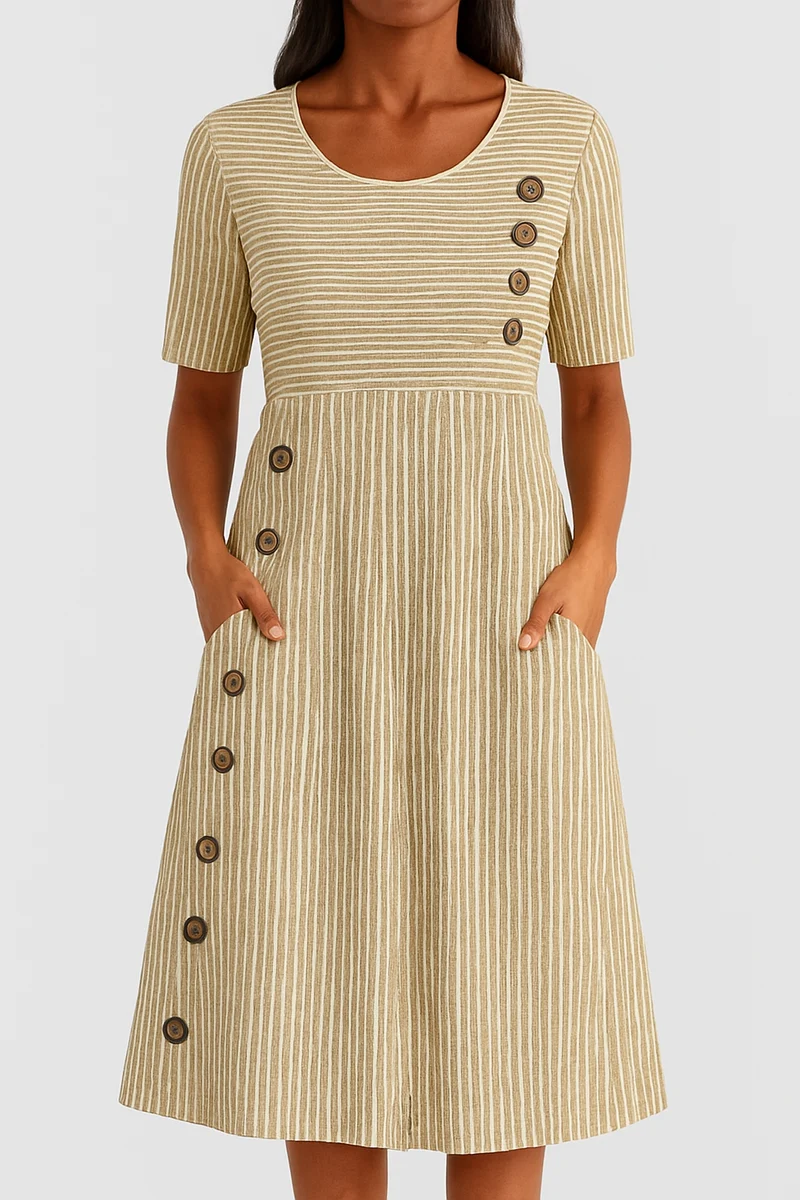 Irina – Stilvolles gestreiftes Midikleid für Damen
