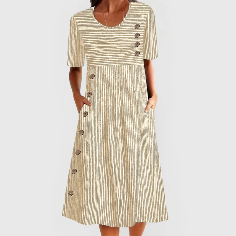 Irina – Stilvolles gestreiftes Midikleid für Damen