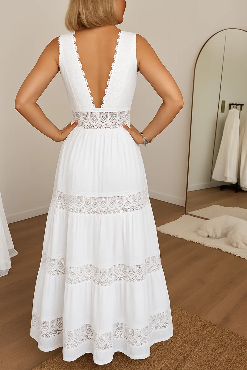 Elvira – Elegantes Spitzen-Tanktop-Kleid mit V-Ausschnitt für Damen
