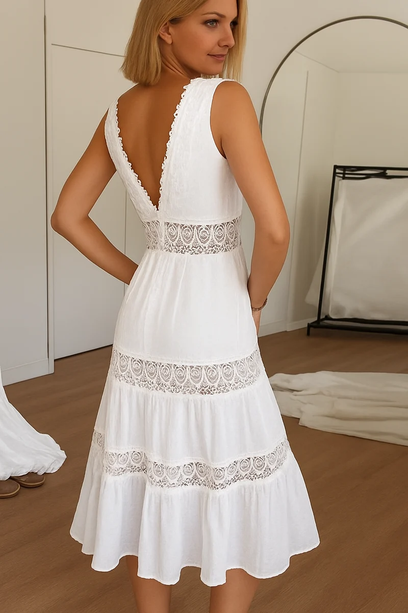 Elvira – Elegantes Spitzen-Tanktop-Kleid mit V-Ausschnitt für Damen
