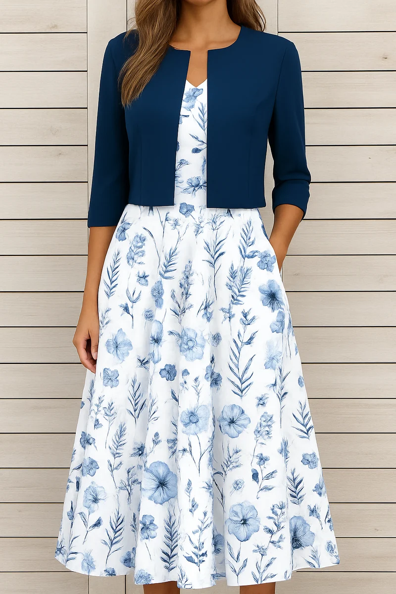 Doreen – Zweiteiliges Kleid mit Blumenmuster für Damen