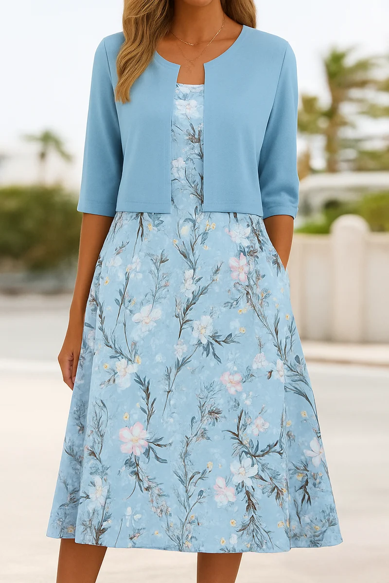 Doreen – Zweiteiliges Kleid mit Blumenmuster für Damen