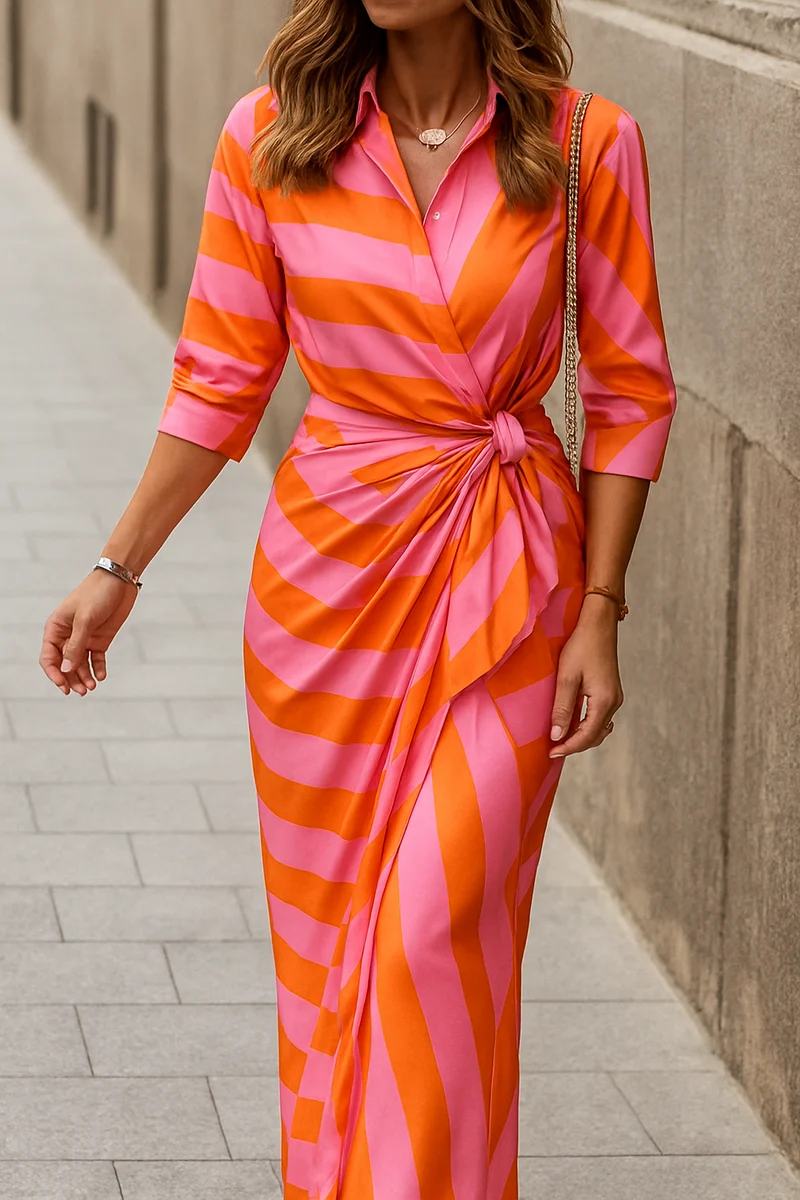 Sandra – Gestreiftes Midikleid für Damen