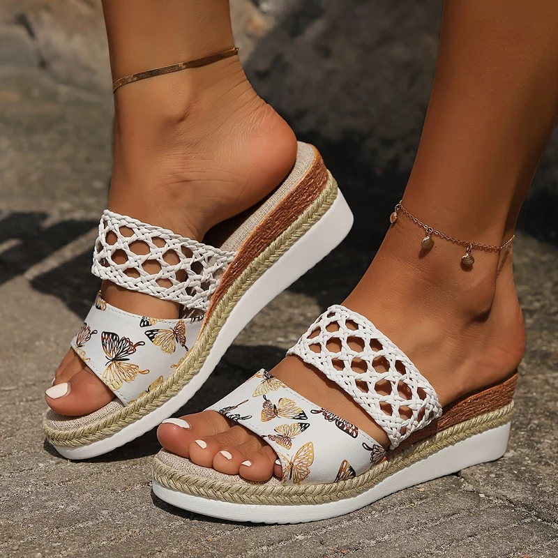 Maja – Modische gewebte Keilabsatzsandalen für Damen