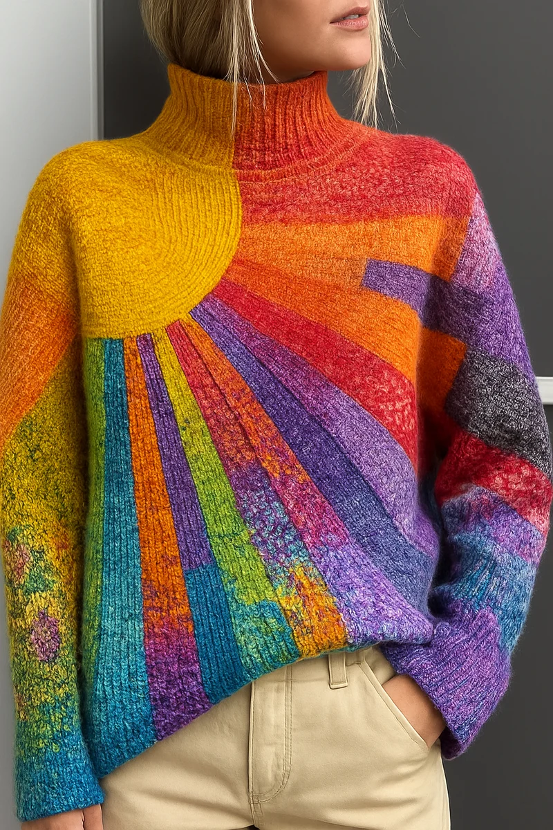 Melanie – Bunter Rollkragenpullover für Damen