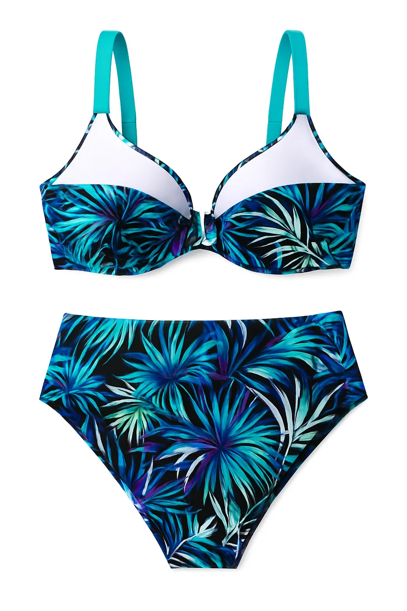 Doreen – Stilvoller, hochgeschnittener Bikini im tropischen Stil für Damen