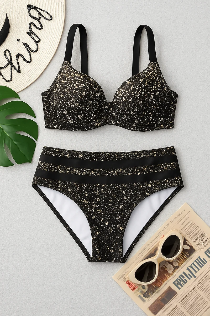 Doreen – Stilvoller, hochgeschnittener Bikini im tropischen Stil für Damen