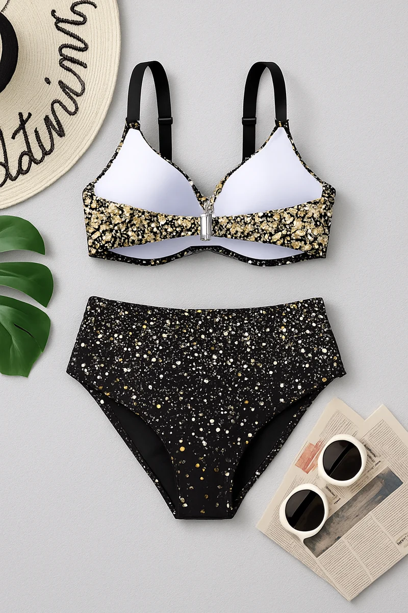 Doreen – Stilvoller, hochgeschnittener Bikini im tropischen Stil für Damen