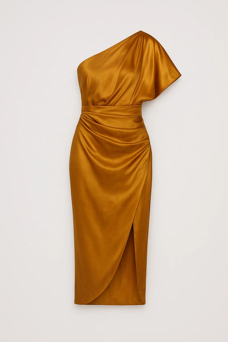 Antonia – Elegantes Ein-Schulter-Kleid aus Satin für Damen