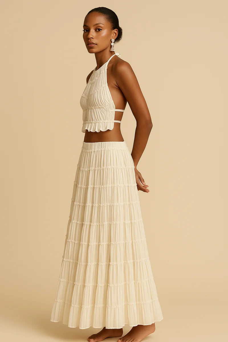 Yvonne – Elegantes zweiteiliges Plisseekleid für Damen