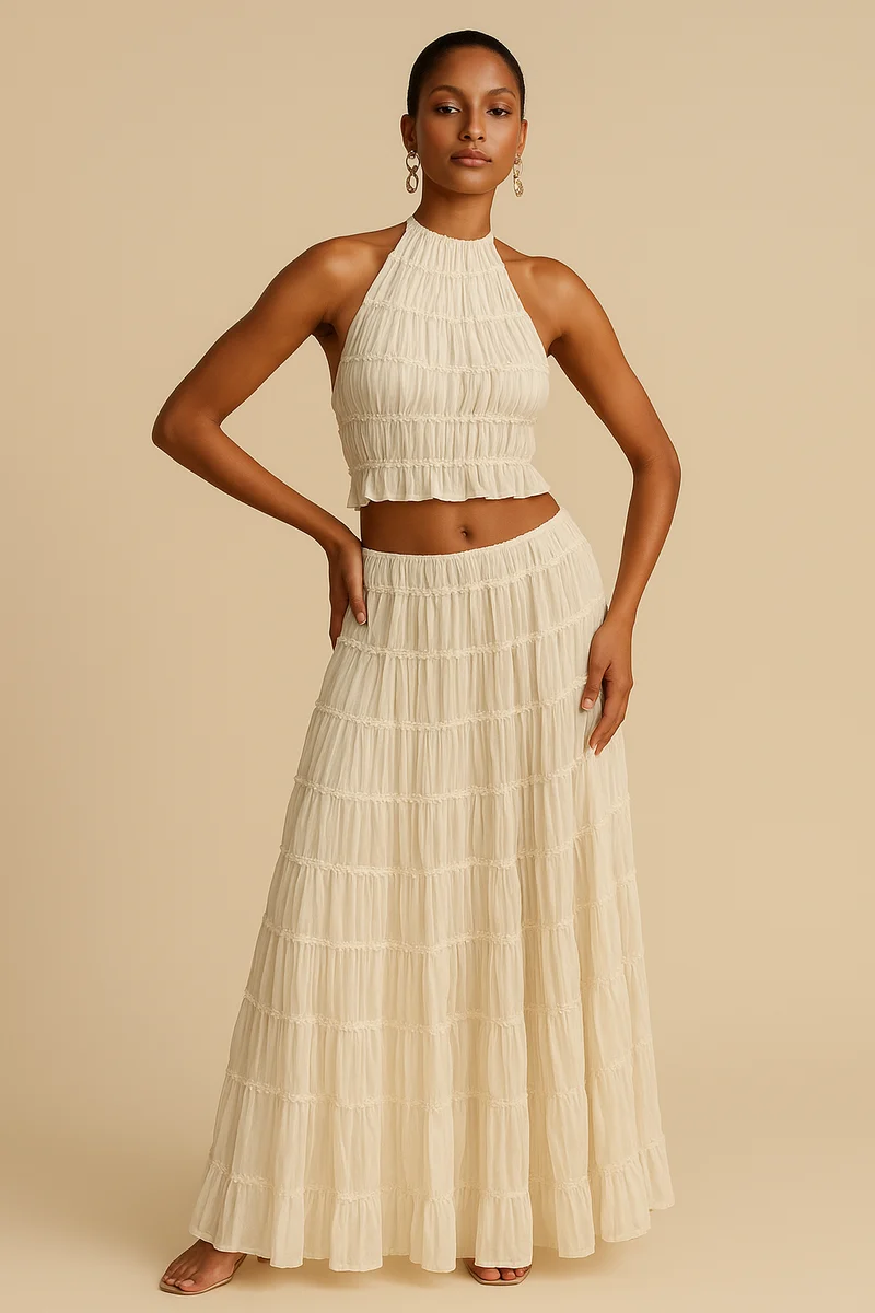 Yvonne – Elegantes zweiteiliges Plisseekleid für Damen