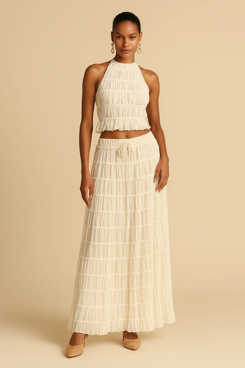 Yvonne – Elegantes zweiteiliges Plisseekleid für Damen
