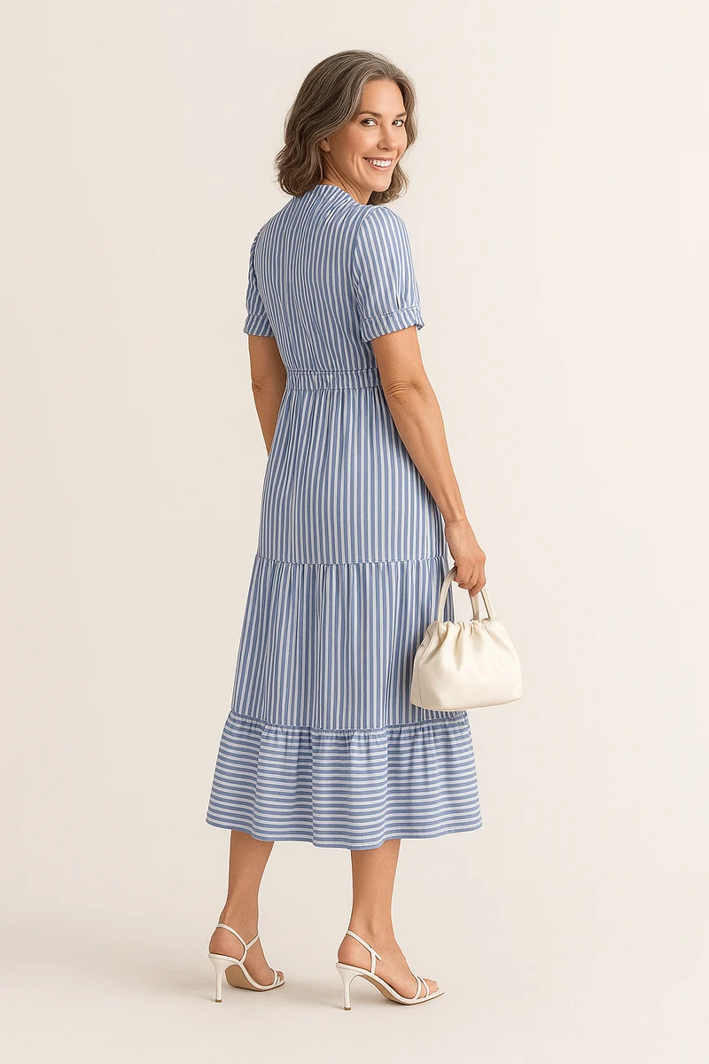 Brigitte – Elegantes gestreiftes Stufenkleid für Damen