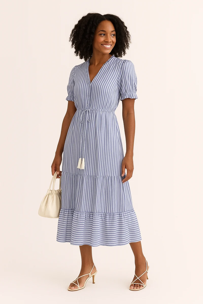 Brigitte – Elegantes gestreiftes Stufenkleid für Damen