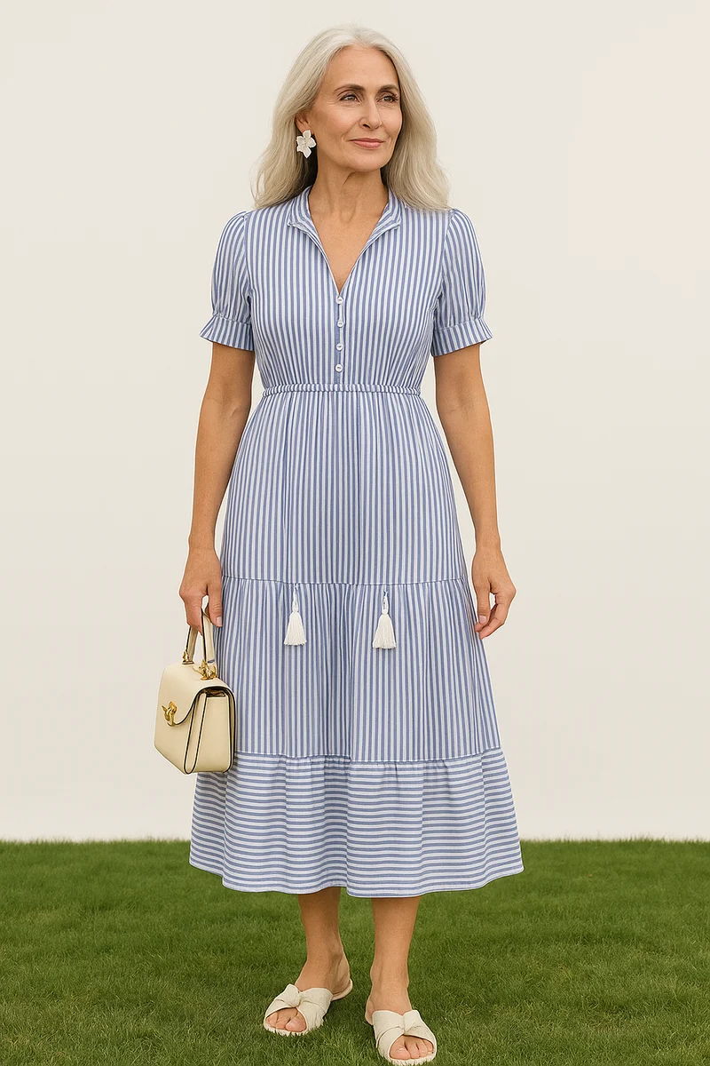 Brigitte – Elegantes gestreiftes Stufenkleid für Damen