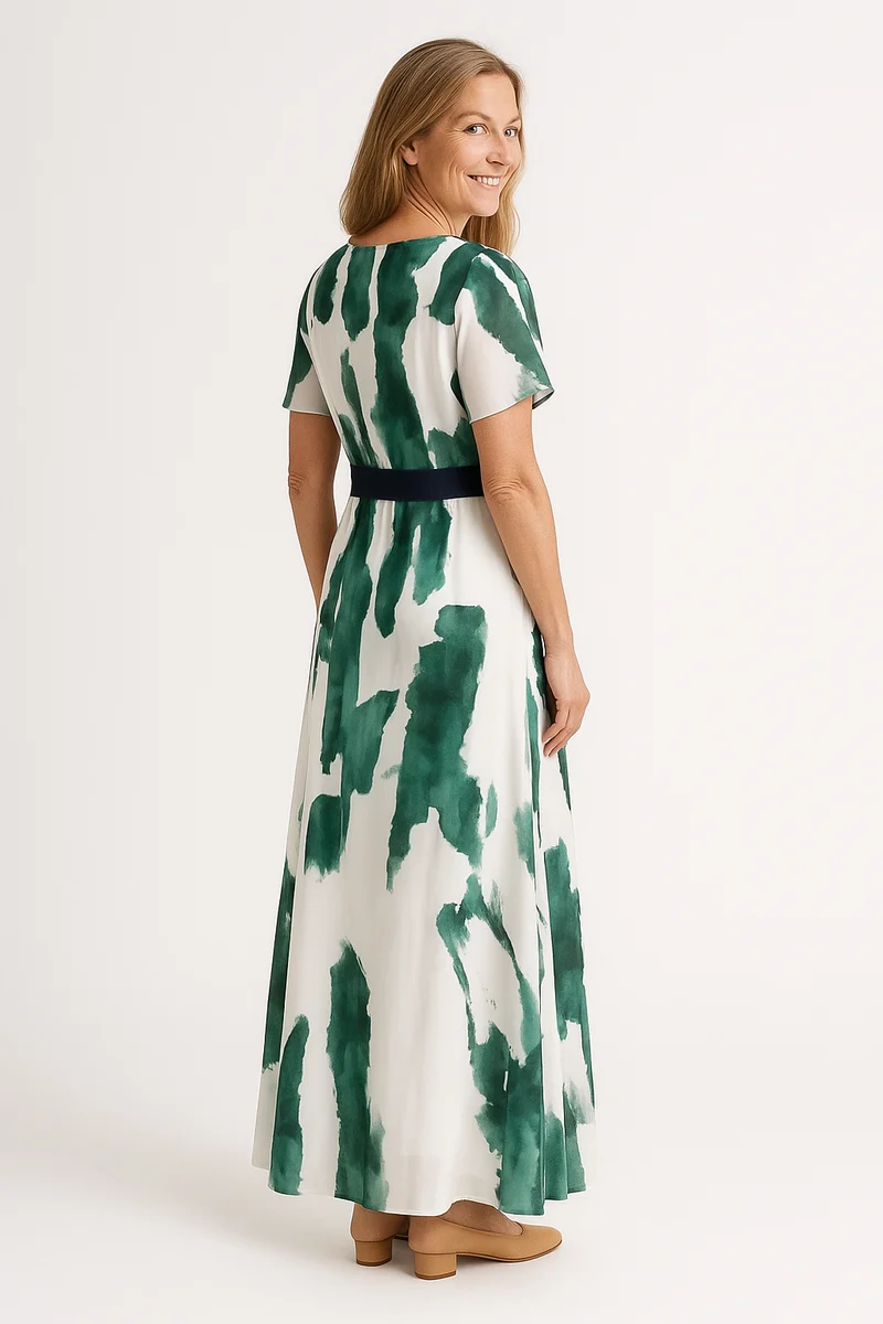 Anja – Elegantes Kleid mit Volantärmeln und Gürtel für Damen