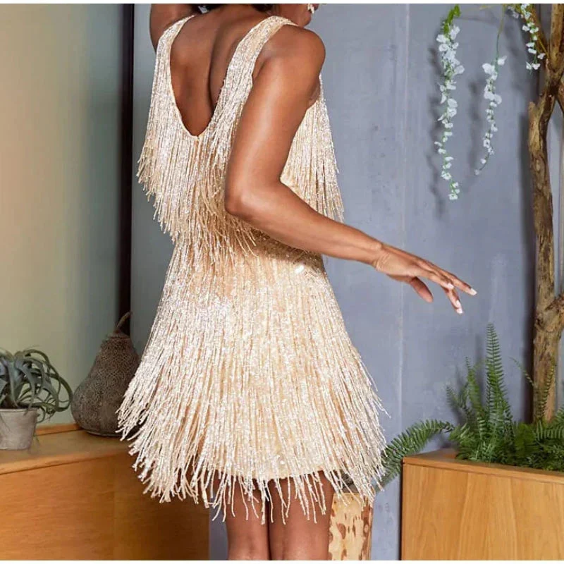 Lisa – Elegantes Minikleid mit schimmernden Federn für Damen