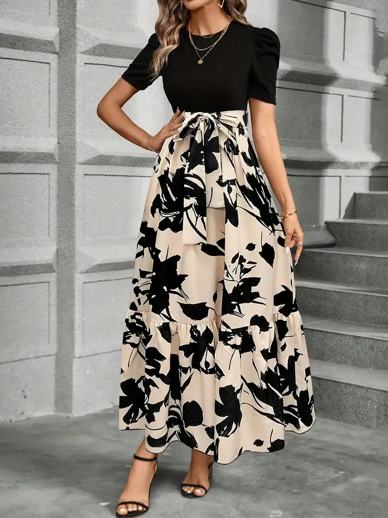 Julia – Elegantes Maxikleid für Damen mit Schleife an der Taille
