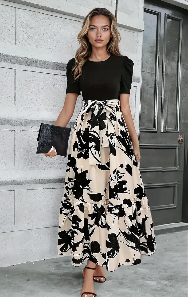 Julia – Elegantes Maxikleid für Damen mit Schleife an der Taille