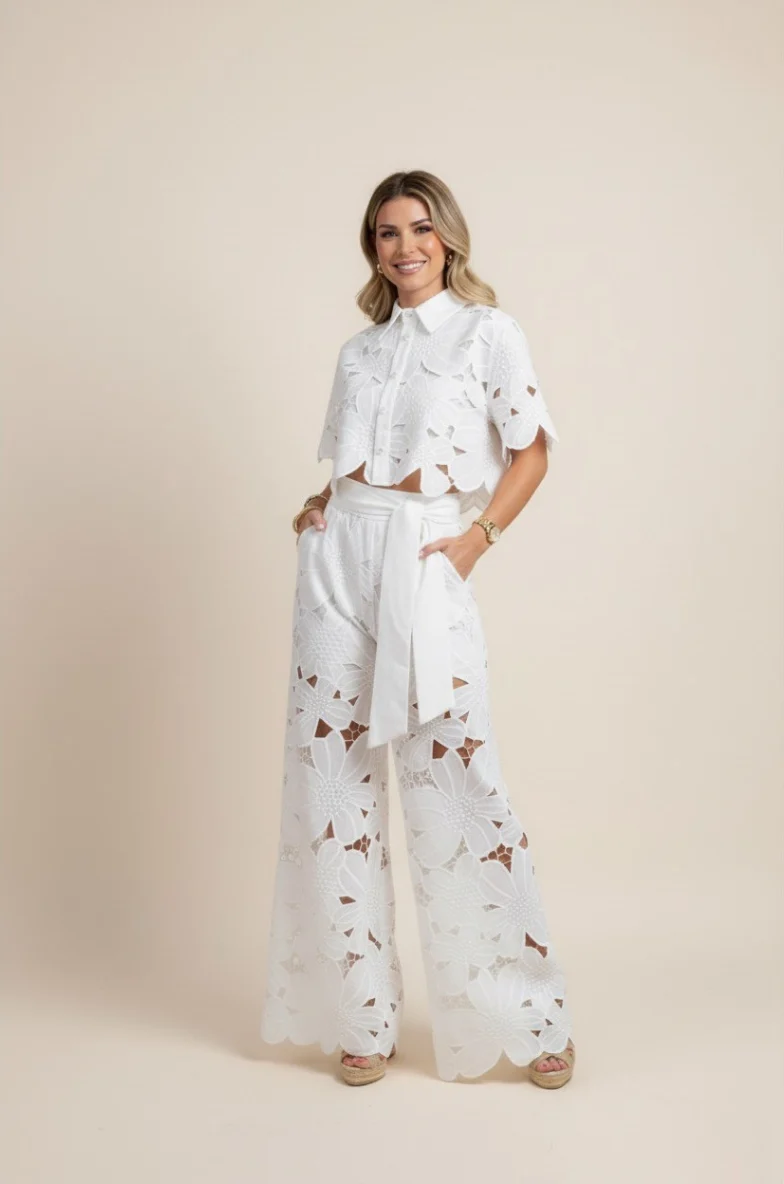 Claudia – Elegantes zweiteiliges Sommer-Set mit Cut-outs für Damen