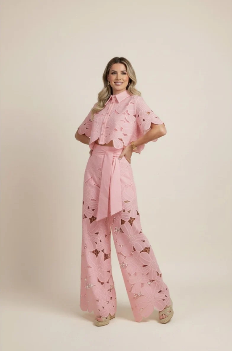 Claudia – Elegantes zweiteiliges Sommer-Set mit Cut-outs für Damen