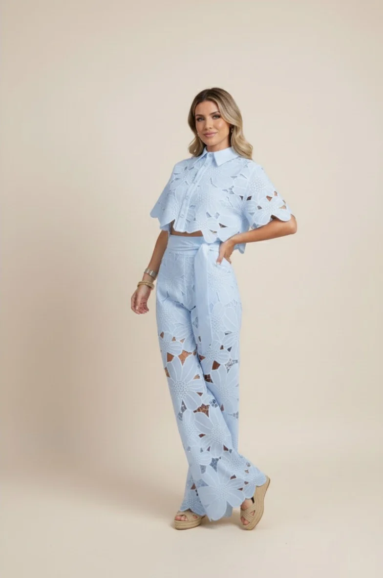 Claudia – Elegantes zweiteiliges Sommer-Set mit Cut-outs für Damen
