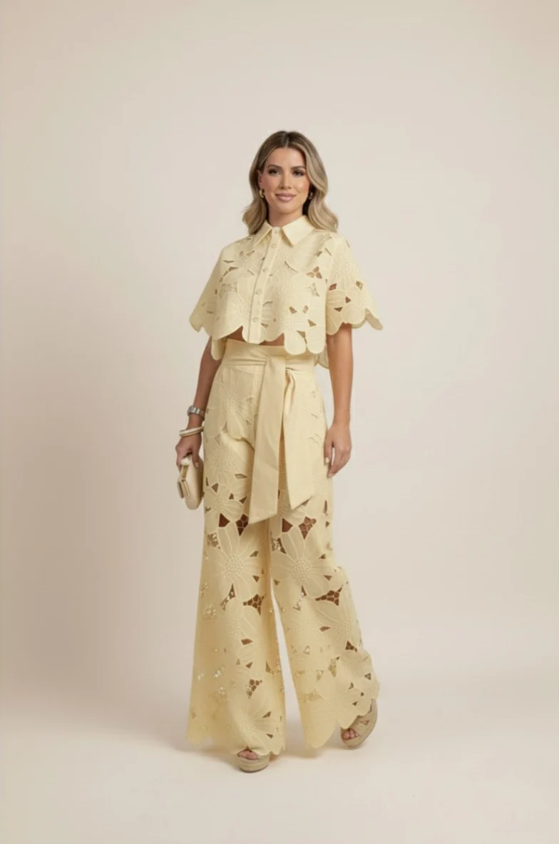 Claudia – Elegantes zweiteiliges Sommer-Set mit Cut-outs für Damen