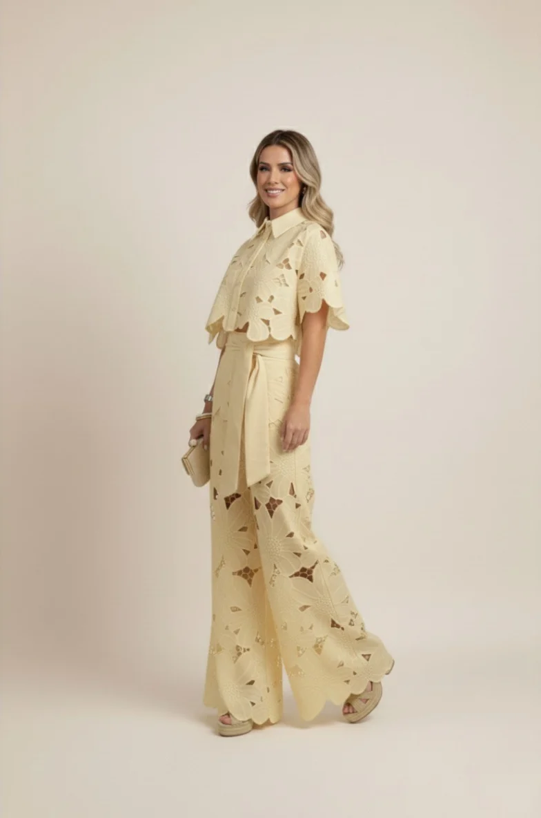 Claudia – Elegantes zweiteiliges Sommer-Set mit Cut-outs für Damen