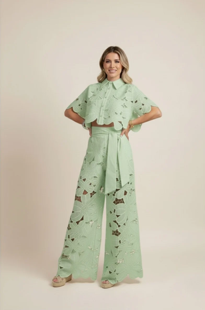 Claudia – Elegantes zweiteiliges Sommer-Set mit Cut-outs für Damen