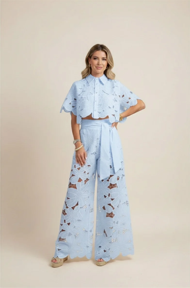 Claudia – Elegantes zweiteiliges Sommer-Set mit Cut-outs für Damen