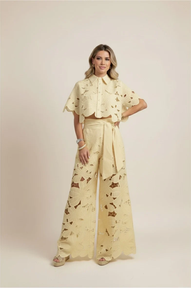 Claudia – Elegantes zweiteiliges Sommer-Set mit Cut-outs für Damen