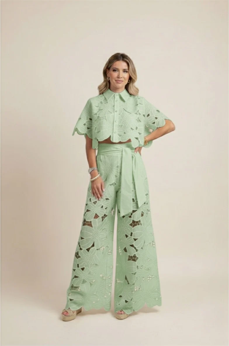 Claudia – Elegantes zweiteiliges Sommer-Set mit Cut-outs für Damen