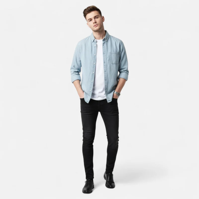 Markus – Lässiges Langarmhemd aus Baumwoll-Denim für Herren